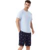 imageWiWi Mens Pajamas Set Short Sleeve Top and Shorts Pajama Lightweight Pjs Viscose made from Bamboo Loungewear SXXLSkiing on Navy