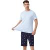 imageWiWi Mens Pajamas Set Short Sleeve Top and Shorts Pajama Lightweight Pjs Viscose made from Bamboo Loungewear SXXLSkiing on Navy