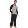 imageWiWi Mens Pajamas Set Viscose from Bamboo Long Sleeve Sleepwear Knit Nightwear 2 Pieces Loungewear Sets with Pants SXXLBlack