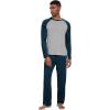 imageWiWi Mens Pajamas Set Viscose from Bamboo Long Sleeve Sleepwear Knit Nightwear 2 Pieces Loungewear Sets with Pants SXXLDark Bluish Green