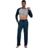 imageWiWi Mens Pajamas Set Viscose from Bamboo Long Sleeve Sleepwear Knit Nightwear 2 Pieces Loungewear Sets with Pants SXXLDark Bluish Green