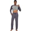 imageWiWi Mens Pajamas Set Viscose from Bamboo Long Sleeve Sleepwear Knit Nightwear 2 Pieces Loungewear Sets with Pants SXXLDark Grey