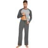 imageWiWi Mens Pajamas Set Viscose from Bamboo Long Sleeve Sleepwear Knit Nightwear 2 Pieces Loungewear Sets with Pants SXXLDark Heather Grey