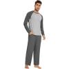 imageWiWi Mens Pajamas Set Viscose from Bamboo Long Sleeve Sleepwear Knit Nightwear 2 Pieces Loungewear Sets with Pants SXXLDark Heather Grey