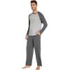 imageWiWi Mens Pajamas Set Viscose from Bamboo Long Sleeve Sleepwear Knit Nightwear 2 Pieces Loungewear Sets with Pants SXXLDark Heather Grey