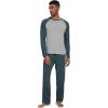 imageWiWi Mens Pajamas Set Viscose from Bamboo Long Sleeve Sleepwear Knit Nightwear 2 Pieces Loungewear Sets with Pants SXXLGrayish Blue