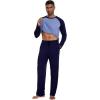 imageWiWi Mens Pajamas Set Viscose from Bamboo Long Sleeve Sleepwear Knit Nightwear 2 Pieces Loungewear Sets with Pants SXXLNavy