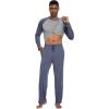 imageWiWi Mens Pajamas Set Viscose from Bamboo Long Sleeve Sleepwear Knit Nightwear 2 Pieces Loungewear Sets with Pants SXXLVintage Indigo