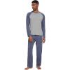 imageWiWi Mens Pajamas Set Viscose from Bamboo Long Sleeve Sleepwear Knit Nightwear 2 Pieces Loungewear Sets with Pants SXXLVintage Indigo