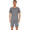 imageWiWi Mens Pajamas Set Viscose from Bamboo Short Sleeve Top ampamp Pajama Shorts Sleepwear Soft Loungewear with Pockets SXXLAdark Heather Grey