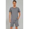 imageWiWi Mens Pajamas Set Viscose from Bamboo Short Sleeve Top ampamp Pajama Shorts Sleepwear Soft Loungewear with Pockets SXXLAdark Heather Grey