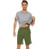 imageWiWi Mens Pajamas Set Viscose from Bamboo Short Sleeve Top ampamp Pajama Shorts Sleepwear Soft Loungewear with Pockets SXXLAheather Greyarmy Green