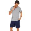 imageWiWi Mens Pajamas Set Viscose from Bamboo Short Sleeve Top ampamp Pajama Shorts Sleepwear Soft Loungewear with Pockets SXXLAheather Greynavy