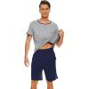 imageWiWi Mens Pajamas Set Viscose from Bamboo Short Sleeve Top ampamp Pajama Shorts Sleepwear Soft Loungewear with Pockets SXXLAheather Greynavy