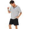 imageWiWi Mens Pajamas Set Viscose from Bamboo Short Sleeve Top ampamp Pajama Shorts Sleepwear Soft Loungewear with Pockets SXXLBash GreyBlack
