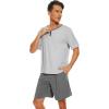 imageWiWi Mens Pajamas Set Viscose from Bamboo Short Sleeve Top ampamp Pajama Shorts Sleepwear Soft Loungewear with Pockets SXXLBash GreyDark Heather Grey