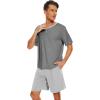 imageWiWi Mens Pajamas Set Viscose from Bamboo Short Sleeve Top ampamp Pajama Shorts Sleepwear Soft Loungewear with Pockets SXXLBdark Heather GreyAsh Grey