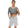 imageWiWi Mens Pajamas Set Viscose from Bamboo Short Sleeve Top ampamp Pajama Shorts Sleepwear Soft Loungewear with Pockets SXXLBdark Heather GreyAsh Grey