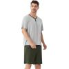 imageWiWi Mens Pajamas Set Viscose from Bamboo Short Sleeve Top ampamp Pajama Shorts Sleepwear Soft Loungewear with Pockets SXXLBlight Heather GreyDark Fence Green