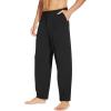 imageWiWi Mens Soft Knit Pajama Pants Lightweight Sleep Lounge Bottoms with Pockets Open Fly Sleepwear Sweatpants SXXLBlack