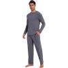 imageWiWi Mens Viscose from Bamboo Pajamas Set Lightweight Sleepwear Long Sleeve Crewneck Sleep Shirt and Long Pants SXXLDark Grey