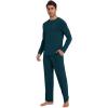 imageWiWi Mens Viscose from Bamboo Pajamas Set Lightweight Sleepwear Long Sleeve Crewneck Sleep Shirt and Long Pants SXXLDeep Teal