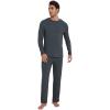 imageWiWi Mens Viscose from Bamboo Pajamas Set Lightweight Sleepwear Long Sleeve Crewneck Sleep Shirt and Long Pants SXXLMidnight Blue