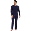 imageWiWi Mens Viscose from Bamboo Pajamas Set Lightweight Sleepwear Long Sleeve Crewneck Sleep Shirt and Long Pants SXXLNavy