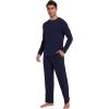 imageWiWi Mens Viscose from Bamboo Pajamas Set Lightweight Sleepwear Long Sleeve Crewneck Sleep Shirt and Long Pants SXXLNavy
