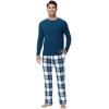 imageWiWi Pajamas for MenViscose Made from BambooLong Sleeve Pj Set CrewNeck Pajama Sets Comfy Loungewear SXXLPeacock BluenavyGreen Plaid