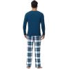 imageWiWi Pajamas for MenViscose Made from BambooLong Sleeve Pj Set CrewNeck Pajama Sets Comfy Loungewear SXXLPeacock BluenavyGreen Plaid