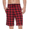 imageWiWi Mens Bamboo Viscose Pajama Shorts Lightweight Lounge Bottoms Soft Knit Sleep Short Pants Loungewear with Pockets S3XAred Buffalo Plaid