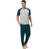 imageWiWi Mens Pajama Set Short Sleeve Tee Jogger Pants with Pockets Sleepwear Raglan Nightwear Soft Pjs Sets SXXLDark Bluish Greenlight Heather Grey