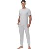 imageWiWi Mens Pajama Sets Viscose from Bamboo Sleepwear Short Sleeve Top and Pants Pjs Sets with Pockets Drawstring SXXLAsh Grey