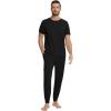 imageWiWi Mens Pajama Sets Viscose from Bamboo Sleepwear Short Sleeve Top and Pants Pjs Sets with Pockets Drawstring SXXLBlack