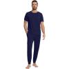 imageWiWi Mens Pajama Sets Viscose from Bamboo Sleepwear Short Sleeve Top and Pants Pjs Sets with Pockets Drawstring SXXLNavy