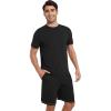 imageWiWi Mens Pajamas Set Short Sleeve Top and Shorts Pajama Lightweight Pjs Viscose made from Bamboo Loungewear SXXLBlack