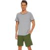 imageWiWi Mens Pajamas Set Viscose from Bamboo Short Sleeve Top ampamp Pajama Shorts Sleepwear Soft Loungewear with Pockets SXXLAheather Greyarmy Green