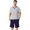 imageWiWi Mens Pajamas Set Viscose from Bamboo Short Sleeve Top ampamp Pajama Shorts Sleepwear Soft Loungewear with Pockets SXXLBlight Heather GreyNavy