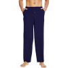 imageWiWi Mens Soft Knit Pajama Pants Lightweight Sleep Lounge Bottoms with Pockets Open Fly Sleepwear Sweatpants SXXLNavy