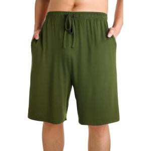 imageWiWi Mens Bamboo Viscose Pajama Shorts Lightweight Lounge Bottoms Soft Knit Sleep Short Pants Loungewear with Pockets S3XAarmy Green