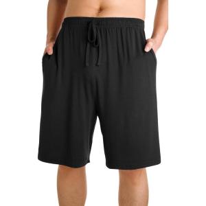 imageWiWi Mens Bamboo Viscose Pajama Shorts Lightweight Lounge Bottoms Soft Knit Sleep Short Pants Loungewear with Pockets S3XAblack
