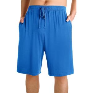 imageWiWi Mens Bamboo Viscose Pajama Shorts Lightweight Lounge Bottoms Soft Knit Sleep Short Pants Loungewear with Pockets S3XAbright Blue