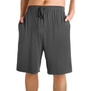imageWiWi Mens Bamboo Viscose Pajama Shorts Lightweight Lounge Bottoms Soft Knit Sleep Short Pants Loungewear with Pockets S3XAcharcoal