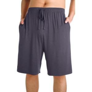 imageWiWi Mens Bamboo Viscose Pajama Shorts Lightweight Lounge Bottoms Soft Knit Sleep Short Pants Loungewear with Pockets S3XAdark Grey
