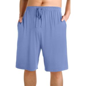 imageWiWi Mens Bamboo Viscose Pajama Shorts Lightweight Lounge Bottoms Soft Knit Sleep Short Pants Loungewear with Pockets S3XAfog Blue