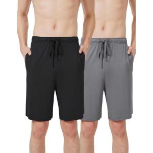 imageWiWi Mens Bamboo Viscose Pajama Shorts Lightweight Lounge Bottoms Soft Knit Sleep Short Pants Loungewear with Pockets S3XBblackdark Grey