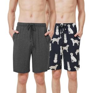 imageWiWi Mens Bamboo Viscose Pajama Shorts Lightweight Lounge Bottoms Soft Knit Sleep Short Pants Loungewear with Pockets S3XBcharcoal Heatherdog