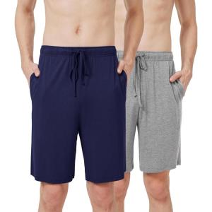 imageWiWi Mens Bamboo Viscose Pajama Shorts Lightweight Lounge Bottoms Soft Knit Sleep Short Pants Loungewear with Pockets S3XBnavyheather Grey