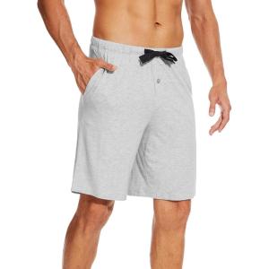 imageWiWi Mens Bamboo Viscose Pajama Shorts Lightweight Lounge Bottoms Soft Knit Sleep Short Pants Loungewear with Pockets S3XCash Grey